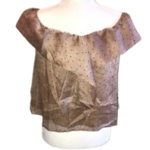 Line + Dot women's tan polka dot blouse size L